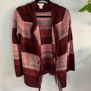 multicolor red cardigan